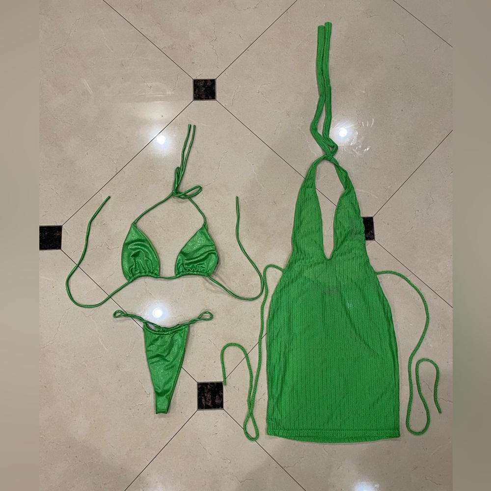 ICON SWIM | Thong Bikini and Mesh Dress Set